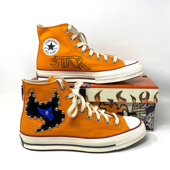 Converse x Come Tees Chuck 70 Shoes Orange Canvas Women Sneakers High A01762C - Picture 3 of 11